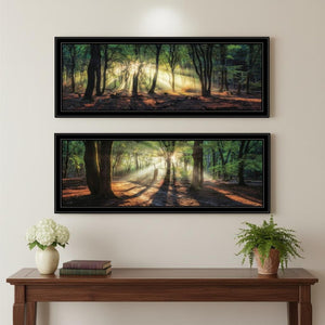 HomeRoots Set of Two Elegant Sun Rays in Forest Black Framed Wall Art – Serene Nature-Inspired Décor Piece 568741