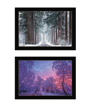 HomeRoots Set of Two Winter Wonderland Framed Prints - Elegant Black Frames for Stylish Home Decor Upgrade 568744