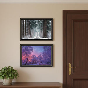 HomeRoots Set of Two Elegant Winter Wonderland Framed Wall Art - Stylish Black Frames for Modern Decor 568745