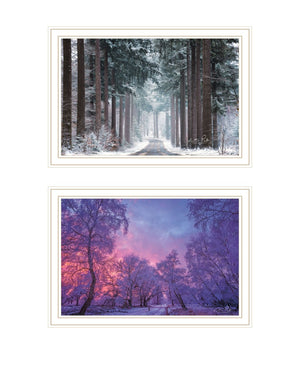 HomeRoots Set of Two Framed Winter Wonderland Prints - Modern Black Wall Art for Seasonal Home Decor 568746