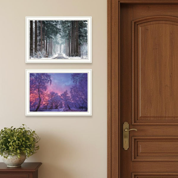 HomeRoots Set of Two Framed Winter Wonderland Prints - Modern Black Wall Art for Seasonal Home Decor 568746