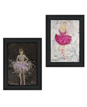 HomeRoots Set of Two "Ballerina Dancers" Black Framed Wall Art – Elegant Prints for Stylish Home Décor & Gallery Walls 568747