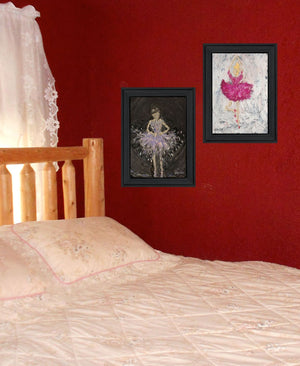 HomeRoots Set of Two "Ballerina Dancers" Black Framed Wall Art – Elegant Prints for Stylish Home Décor & Gallery Walls 568747
