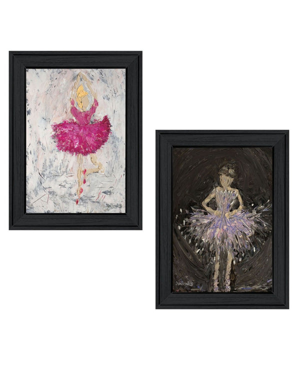 HomeRoots Set of Two "Ballerina Dancers" Black Framed Wall Art – Elegant Prints for Stylish Home Décor & Gallery Walls 568747