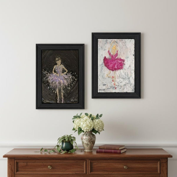 HomeRoots Set of Two "Ballerina Dancers" Black Framed Wall Art – Elegant Prints for Stylish Home Décor & Gallery Walls 568747