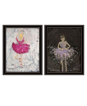 HomeRoots Set of Two Elegant Ballerina Dancer Prints in Sleek Black Frames – Perfect Wall Art for Any Room! 568748