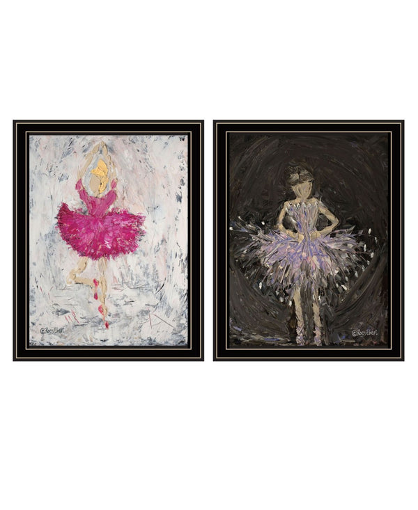 HomeRoots Set of Two Elegant Ballerina Dancer Prints in Sleek Black Frames – Perfect Wall Art for Any Room! 568748