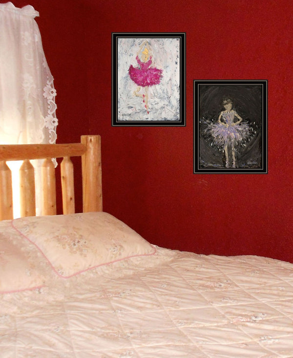 HomeRoots Set of Two Elegant Ballerina Dancer Prints in Sleek Black Frames – Perfect Wall Art for Any Room! 568748