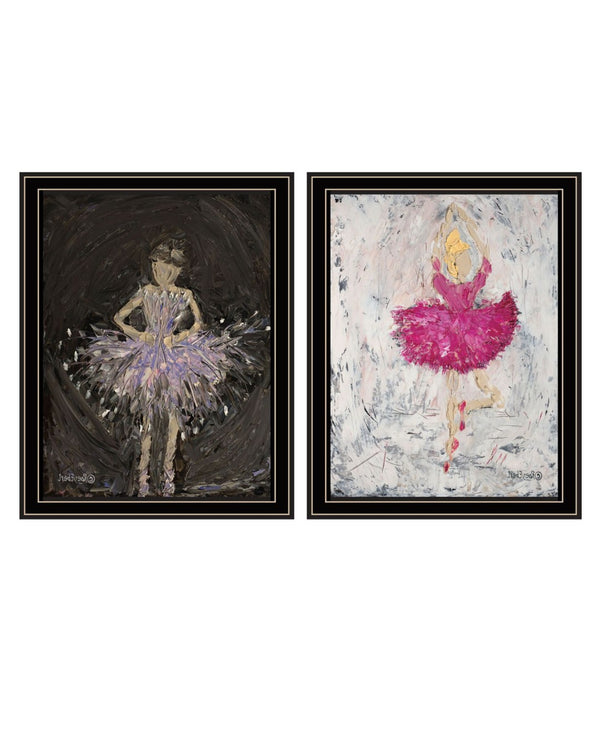 HomeRoots Set of Two Elegant Ballerina Dancer Prints in Sleek Black Frames – Perfect Wall Art for Any Room! 568748