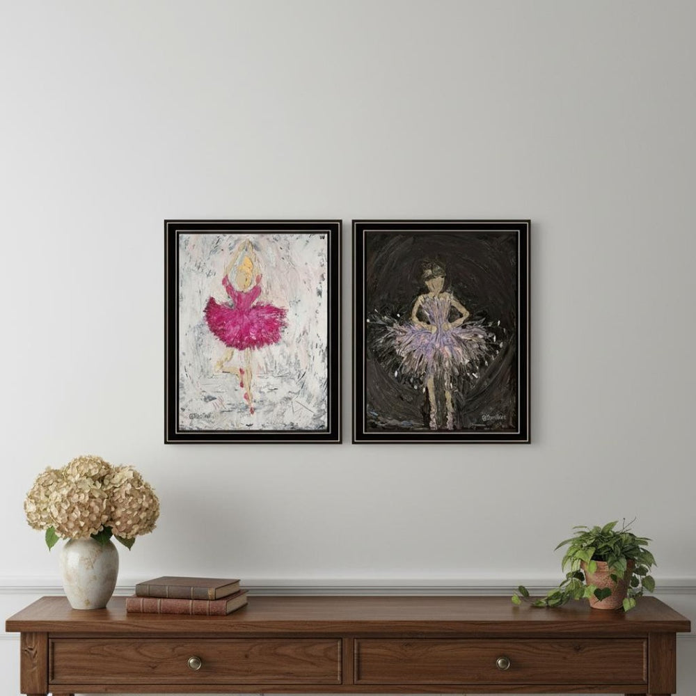 HomeRoots Set of Two Elegant Ballerina Dancer Prints in Sleek Black Frames – Perfect Wall Art for Any Room! 568748