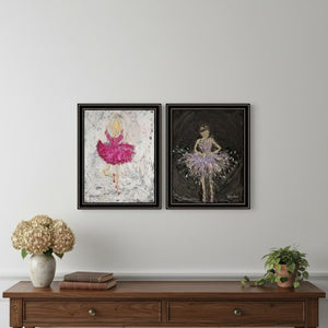 HomeRoots Set of Two Elegant Ballerina Dancer Prints in Sleek Black Frames – Perfect Wall Art for Any Room! 568748