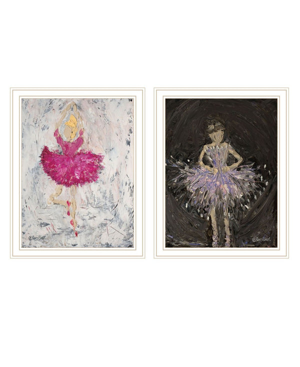 HomeRoots Set of Two Framed Ballerina Dancers Wall Art – Elegant Acrylic Prints for Stylish Home Decor 568749