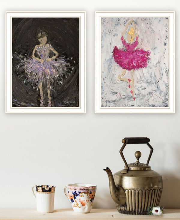 HomeRoots Set of Two Framed Ballerina Dancers Wall Art – Elegant Acrylic Prints for Stylish Home Decor 568749