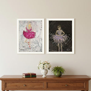 HomeRoots Set of Two Framed Ballerina Dancers Wall Art – Elegant Acrylic Prints for Stylish Home Decor 568749