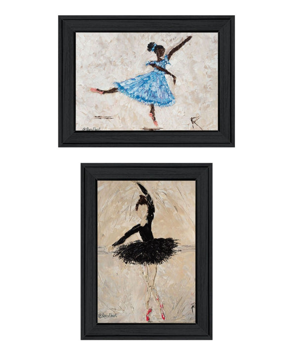 HomeRoots Set of Two "Ballerina Collection" Elegant Black Framed Wall Art for Chic Home Décor & Style 568750