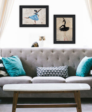 HomeRoots Set of Two "Ballerina Collection" Elegant Black Framed Wall Art for Chic Home Décor & Style 568750