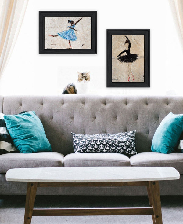 HomeRoots Set of Two "Ballerina Collection" Elegant Black Framed Wall Art for Chic Home Décor & Style 568750