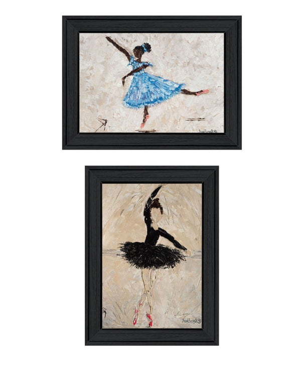 HomeRoots Set of Two "Ballerina Collection" Elegant Black Framed Wall Art for Chic Home Décor & Style 568750
