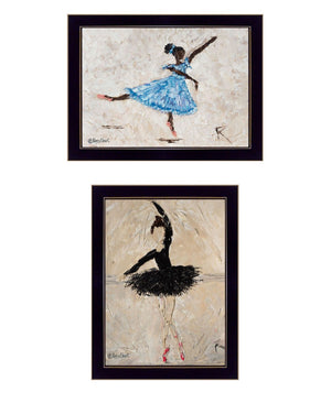HomeRoots Set of Two Ballerina Collection Black Framed Wall Art Prints for Elegant Home Décor Upgrade 568751