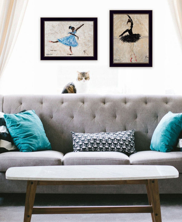 HomeRoots Set of Two Ballerina Collection Black Framed Wall Art Prints for Elegant Home Décor Upgrade 568751