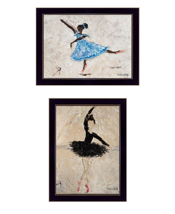 HomeRoots Set of Two Ballerina Collection Black Framed Wall Art Prints for Elegant Home Décor Upgrade 568751