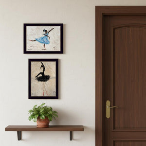 HomeRoots Set of Two Ballerina Collection Black Framed Wall Art Prints for Elegant Home Décor Upgrade 568751