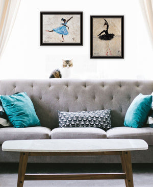 HomeRoots Set of Two Elegant Ballerina Wall Art Prints in Black Frames - Stylish Home Décor Accent 568752