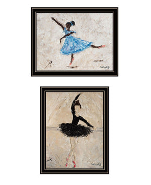 HomeRoots Set of Two Elegant Ballerina Wall Art Prints in Black Frames - Stylish Home Décor Accent 568752