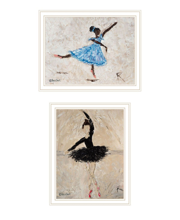 HomeRoots Set of Two Ballerina Collection Framed Wall Art - Elegant Acrylic Prints for Stylish Home Décor 568753