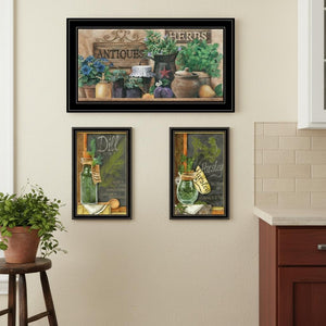 HomeRoots Set of Three Framed Antique Herb Prints for Elegant Kitchen Wall Decor - Timeless Botanical Art 568767