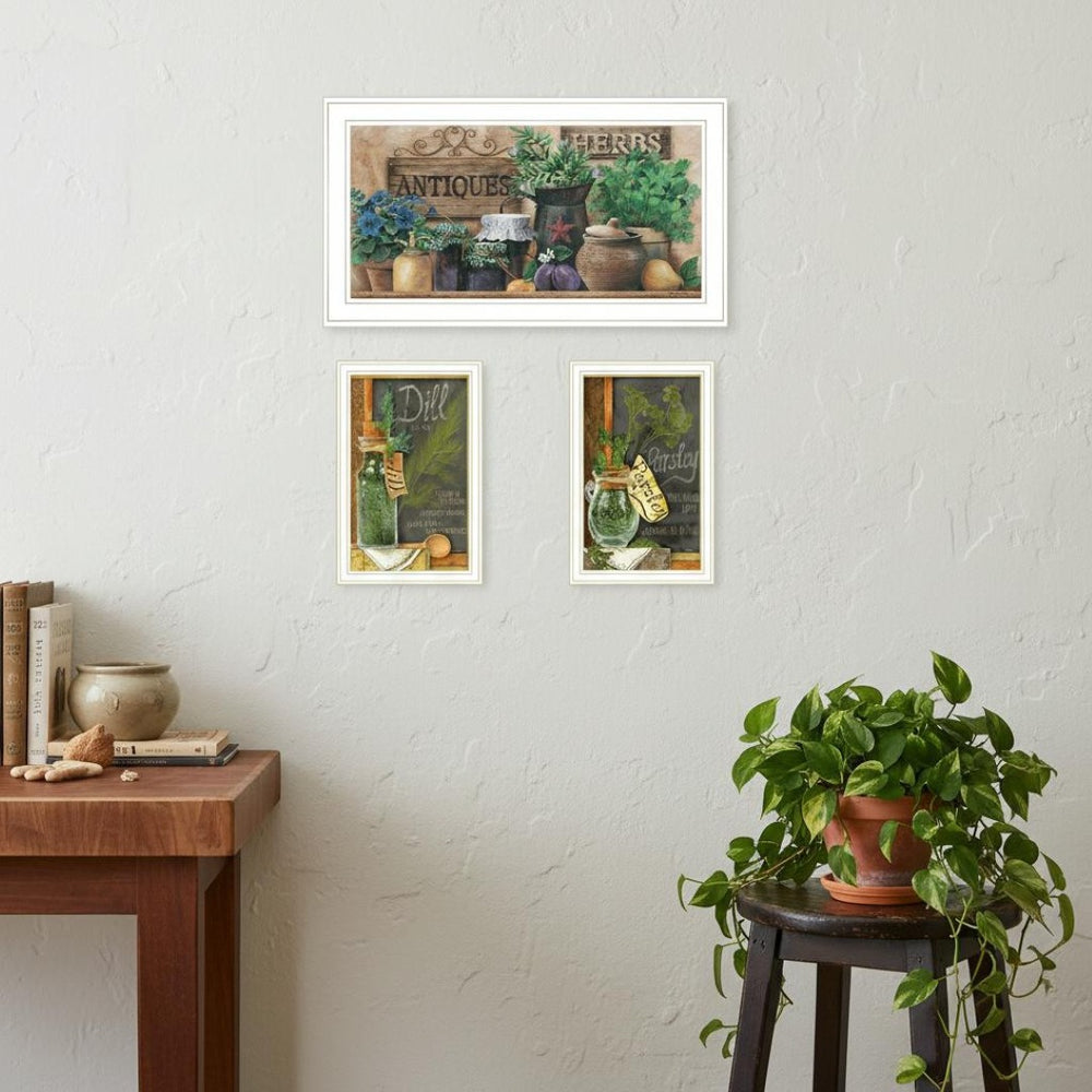 HomeRoots Set of Three Framed Vintage Botanical Art Prints for Kitchen Decor - Charming Antique Style 568768