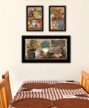 HomeRoots Set of Three Antique Kitchen Wall Art Prints - "Sugar and Spice" Framed Decor for Your Home 568770