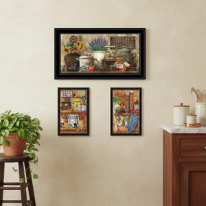 HomeRoots Set of Three Antique Kitchen Wall Art Prints - "Sugar and Spice" Framed Decor for Your Home 568770