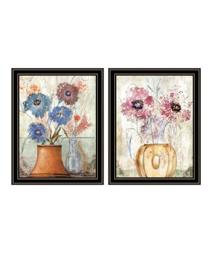 HomeRoots Set of Two Floral Dreams Black Framed Wall Art Prints - Elegant Decor for Any Room, Ready to Hang! 568773