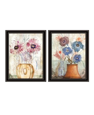 HomeRoots Set of Two Floral Dreams Black Framed Wall Art Prints - Elegant Decor for Any Room, Ready to Hang! 568773
