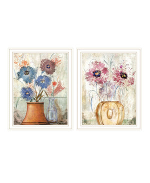HomeRoots Set of Two Floral Dreams White Framed Wall Art - Elegant Prints to Brighten Any Room Effortlessly 568774