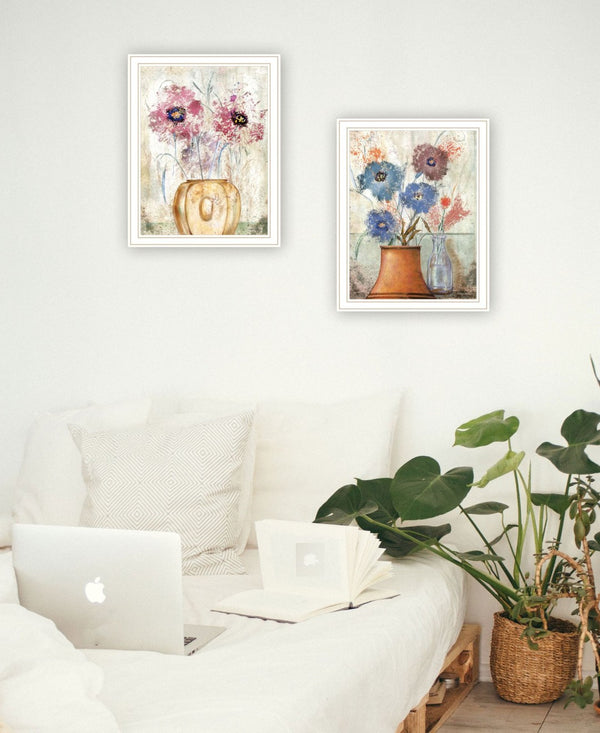 HomeRoots Set of Two Floral Dreams White Framed Wall Art - Elegant Prints to Brighten Any Room Effortlessly 568774