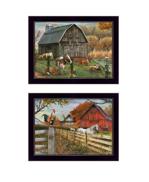 HomeRoots Set of Two Framed "Feed and Seed" Prints – Rustic Wall Art for Farmhouse Decor, Easy to Hang! 568775