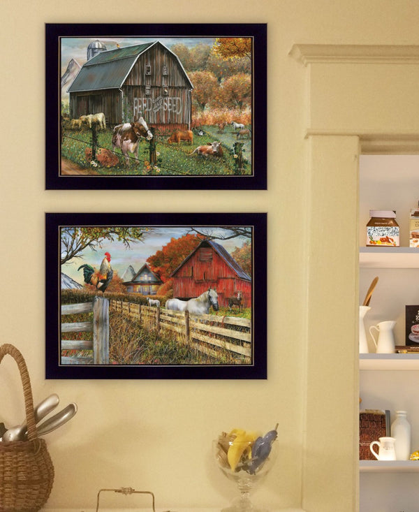 HomeRoots Set of Two Framed "Feed and Seed" Prints – Rustic Wall Art for Farmhouse Decor, Easy to Hang! 568775