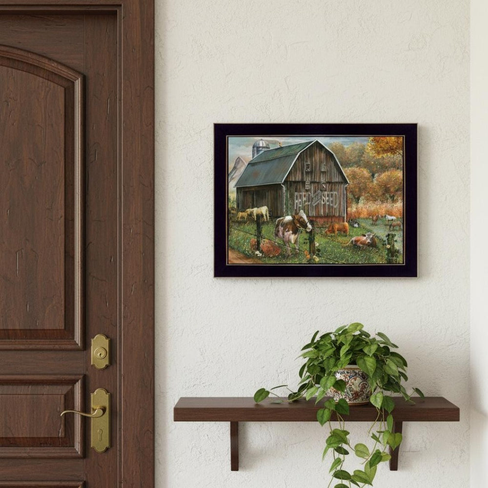HomeRoots Set of Two Framed "Feed and Seed" Prints – Rustic Wall Art for Farmhouse Decor, Easy to Hang! 568775