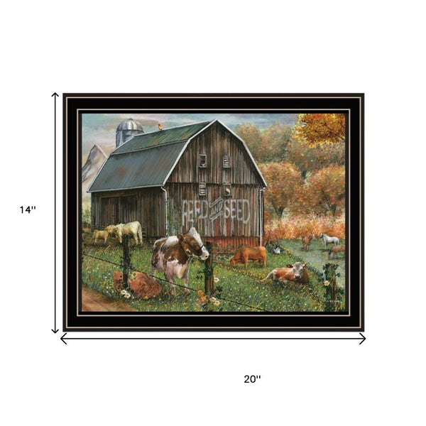 HomeRoots Set of Two Farmhouse-Inspired Feed and Seed Black Framed Prints for Modern Home Decor Displays 568776