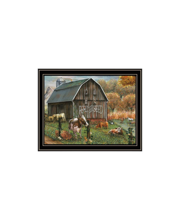HomeRoots Set of Two Farmhouse-Inspired Feed and Seed Black Framed Prints for Modern Home Decor Displays 568776