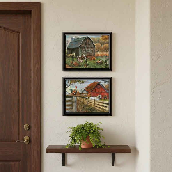 HomeRoots Set of Two Farmhouse-Inspired Feed and Seed Black Framed Prints for Modern Home Decor Displays 568776