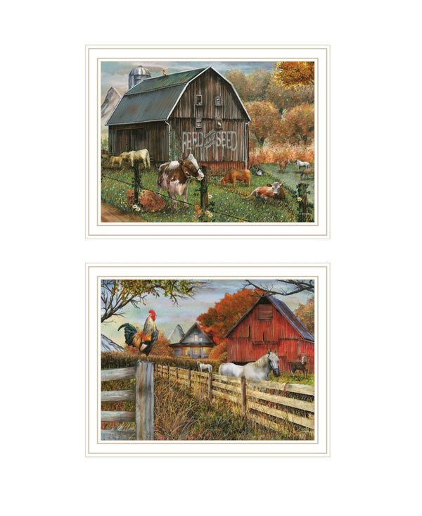 HomeRoots Set of Two Framed "Feed and Seed" Art Prints – Vibrant Farmhouse Wall Decor for Any Room 568777