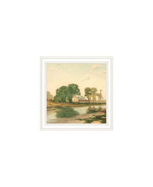 HomeRoots Set of Two Charming Country Pond and Farmhouse Framed Wall Art for Timeless Home Decor Accent 568779