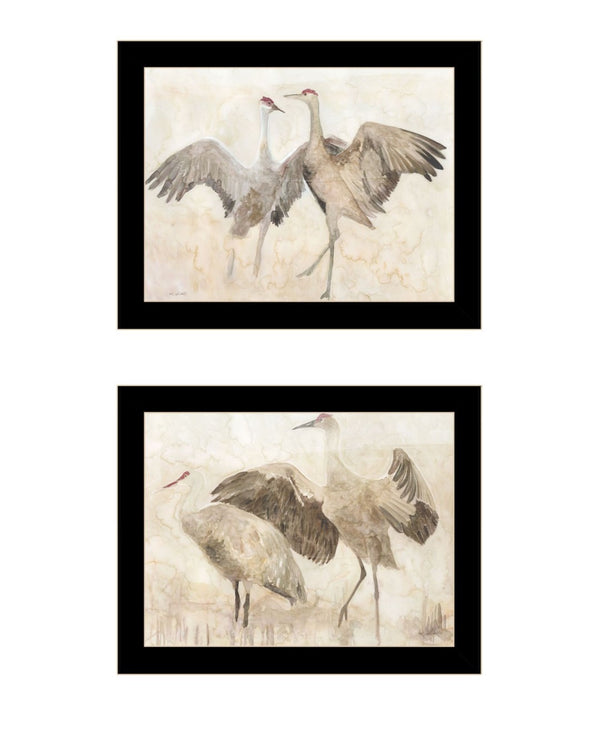HomeRoots Set of Two Sandhill Cranes Framed Wall Art - Elegant Wildlife Prints for Timeless Home Decor 568780