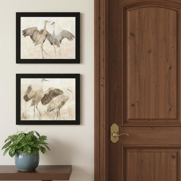 HomeRoots Set of Two Sandhill Cranes Framed Wall Art - Elegant Wildlife Prints for Timeless Home Decor 568780