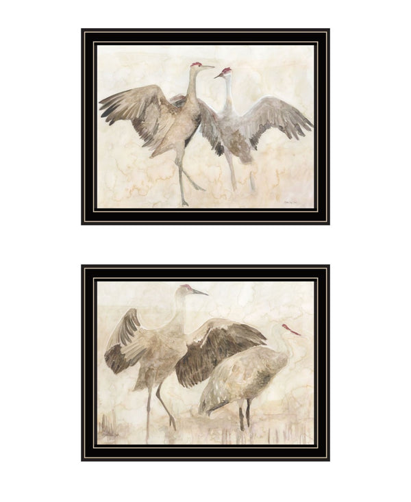 HomeRoots Set of Two Sandhill Cranes Framed Wall Art Prints - Elegant Wildlife Decor for Modern Spaces 568781