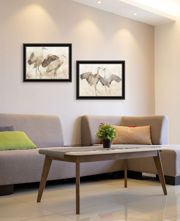 HomeRoots Set of Two Sandhill Cranes Framed Wall Art Prints - Elegant Wildlife Decor for Modern Spaces 568781