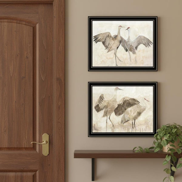 HomeRoots Set of Two Sandhill Cranes Framed Wall Art Prints - Elegant Wildlife Decor for Modern Spaces 568781